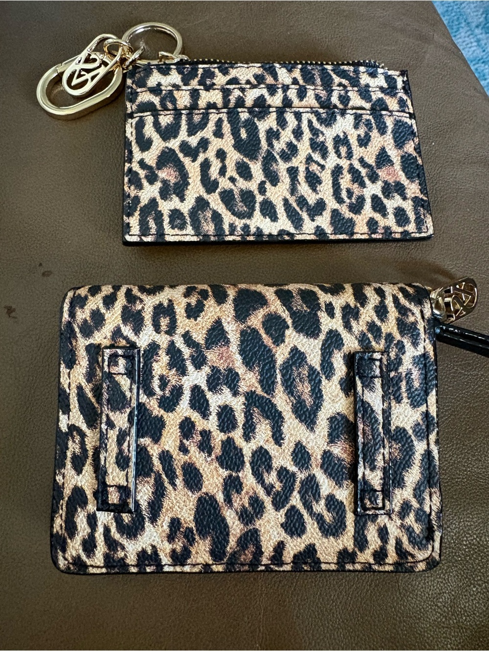 Victoria's Secret Leopard Print Cardholder and Wallet - Gold/Black & Brown